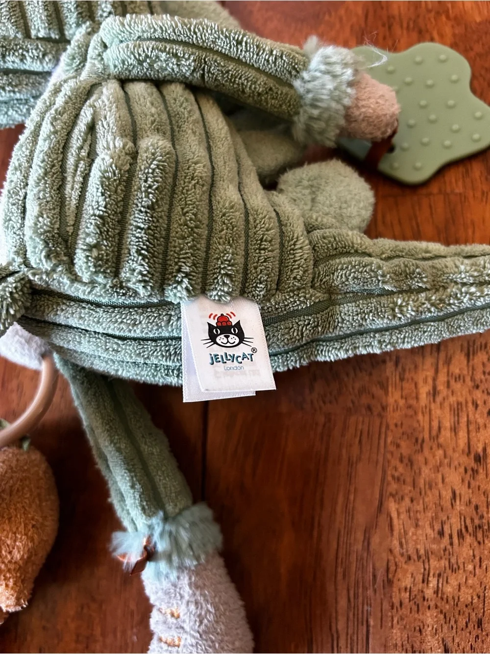 Jellycat Green Corduroy Dinosaur Pull Toy